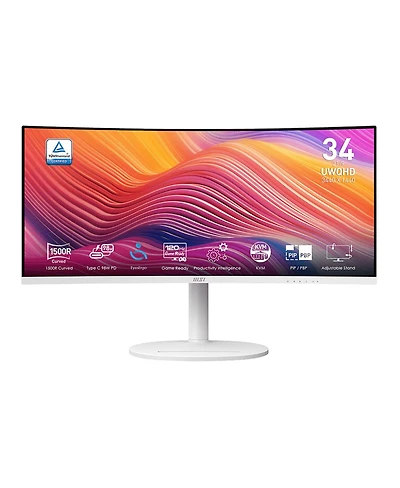 Msi Modern MD342CQP 34" 21:9 Uwqhd 120Hz Curved Va Led Hdr Monitor, Matte White