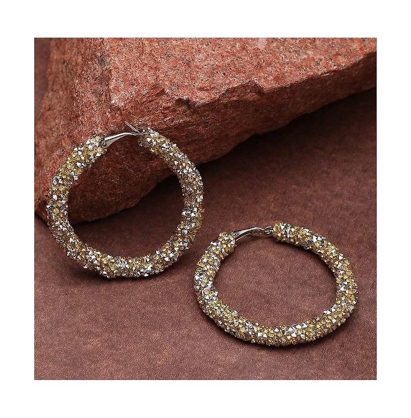Sohi Women's Blue Frosted Hoop Earrings