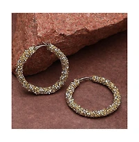 Sohi Women's Blue Frosted Hoop Earrings