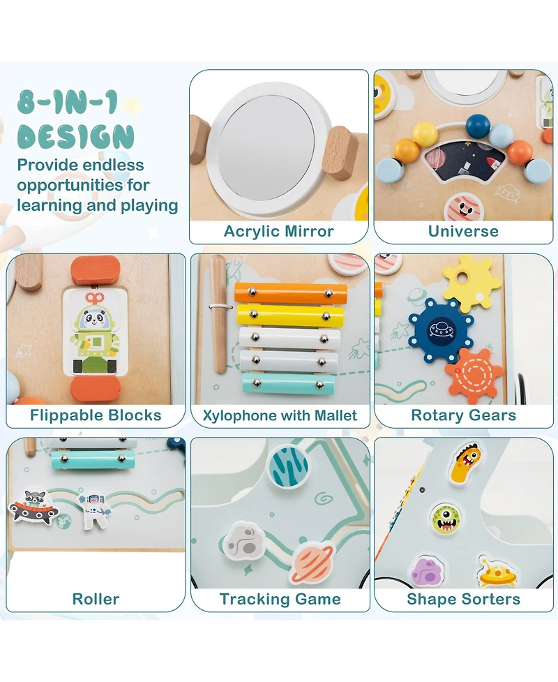 Slickblue Kids Walker Push and Pull Learning Activity Center with Wheels 1+ Years Old