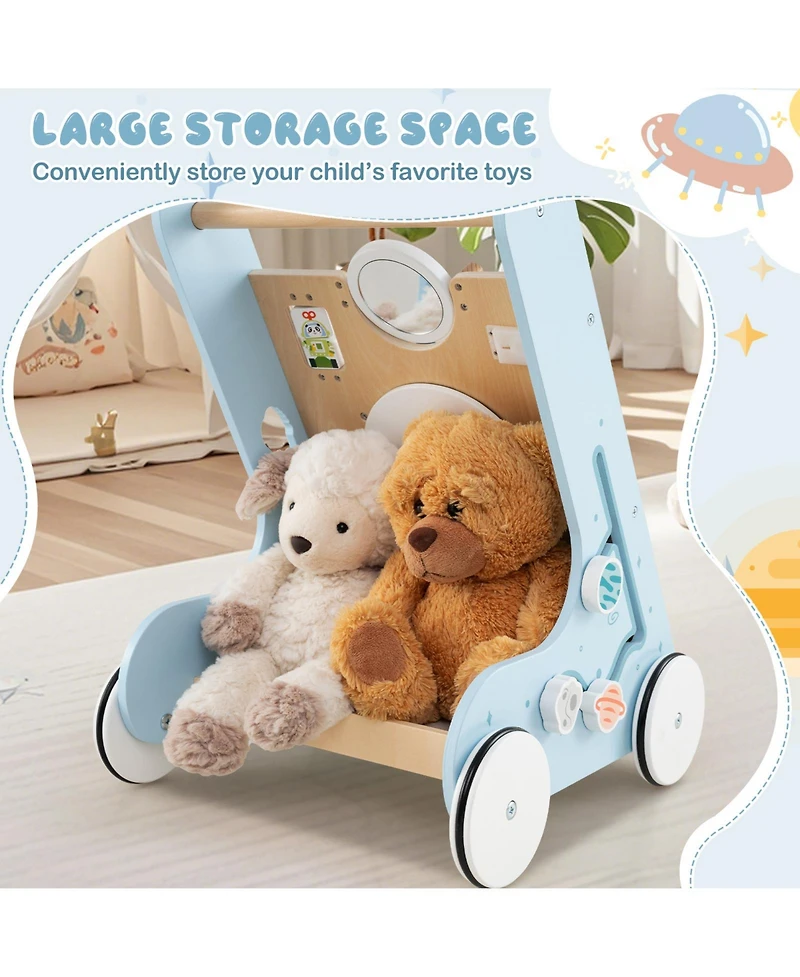 Slickblue Kids Walker Push and Pull Learning Activity Center with Wheels 1+ Years Old