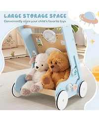 Slickblue Kids Walker Push and Pull Learning Activity Center with Wheels 1+ Years Old