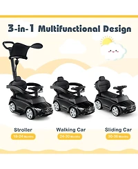 3-in-1 Mercedes Benz Ride-On Toddler Sliding Car with Push Handle