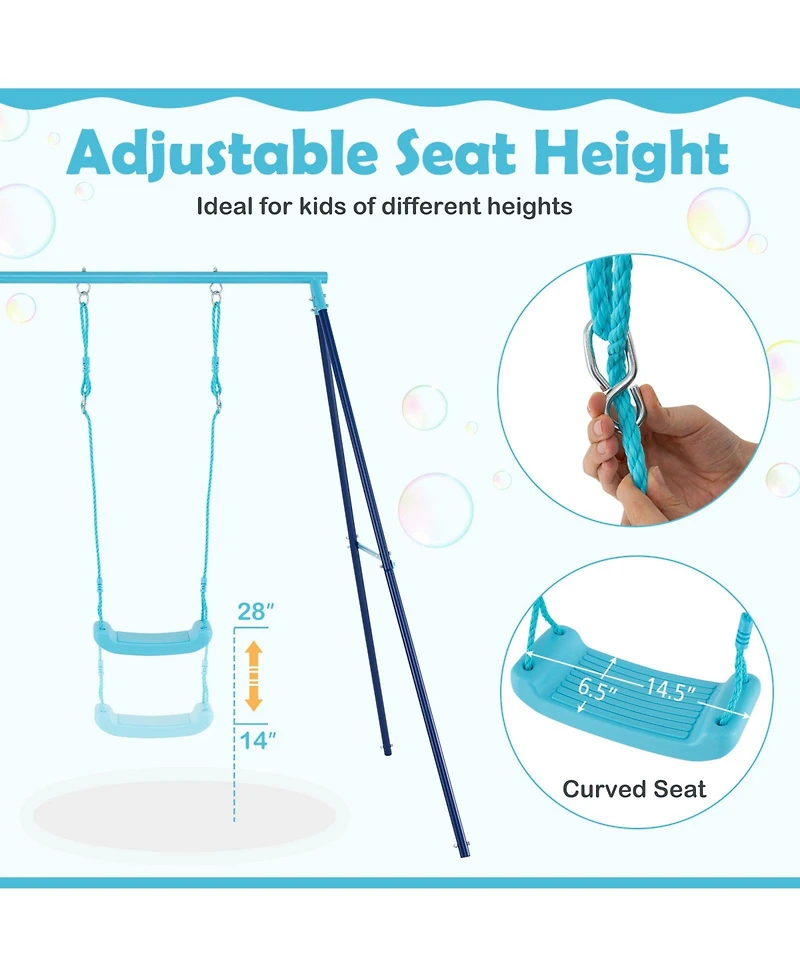 Slickblue Kids Outdoor Heavy Duty Metal Swing Set with Stand
