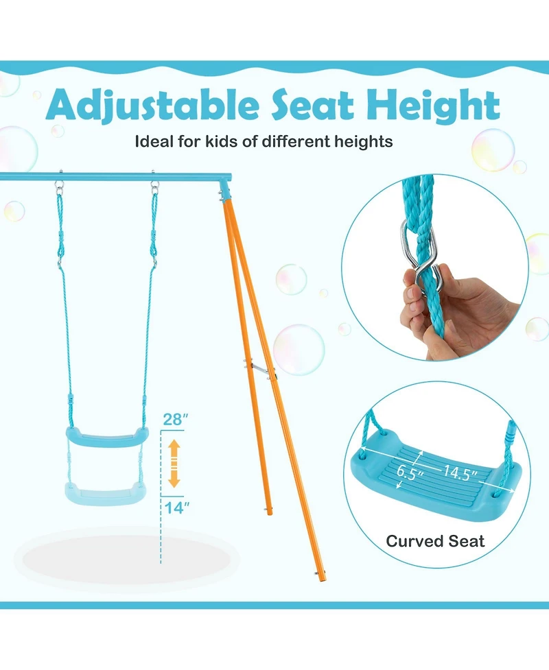 Slickblue Kids Outdoor Heavy Duty Metal Swing Set with Stand