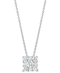 Forever Grown Diamonds Lab Grown Diamond Square Cluster Pendant Necklace (1 ct. t.w.) in Sterling Silver, 16" + 2" extender