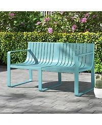 Weather-resistant Plastic 2-Person Bench with Curved Backrest