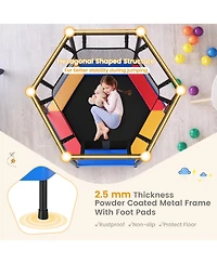 Hexagonal Kids Trampoline With Foam Padded Handrails