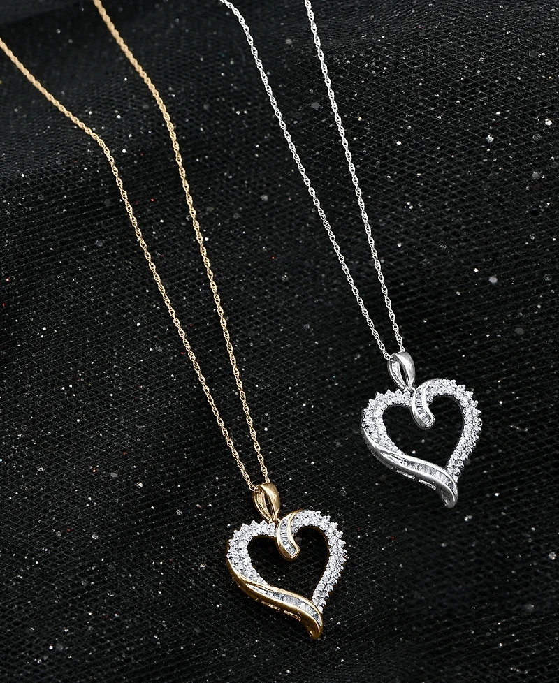 Diamond Twist Heart 18" Pendant Necklace (1/2 ct. t.w.) 14k White Gold or Yellow Gold, + 2" extender, Exclusively at Macy's