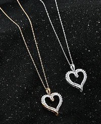 Diamond Twist Heart 18" Pendant Necklace (1/2 ct. t.w.) 14k White Gold or Yellow Gold, + 2" extender, Exclusively at Macy's