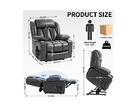 Dual Motor Infinite Position Up to 350 Lbs Leatheraire Power Lift Recliner Chair, Heavy Duty Motion Mechanism with 8-Point Vibration Massage and Lumba