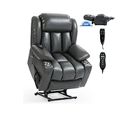 Dual Motor Infinite Position Up to 350 Lbs Leatheraire Power Lift Recliner Chair, Heavy Duty Motion Mechanism with 8-Point Vibration Massage and Lumba