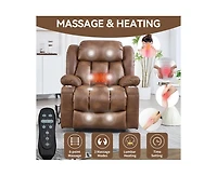 Dual Motor Infinite Position Up to 350 Lbs Leatheraire Power Lift Recliner Chair, Heavy Duty Motion Mechanism with 8-Point Vibration Massage and Lumba