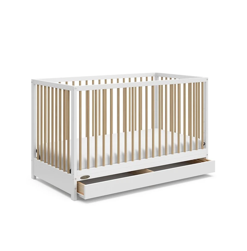 Graco Teddi 5-in-1 Convertible Crib with Drawer - White with Driftwood