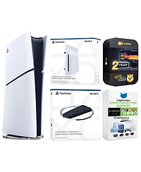 Sony PlayStation 5 Slim Digital Bundle with Disc Drive, Vertical Stand, MightySkins Game Collection Services, and 2 Year Extended Warranty