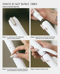T3 Switch Kit Wave Trio Professional Ionic Interchangeable Curling Iron with 3 CeramicClip & Wand Barrels for Curling and Waving