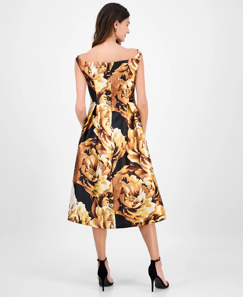 julia jordan Women's Boat-Neck Floral-Print Dress