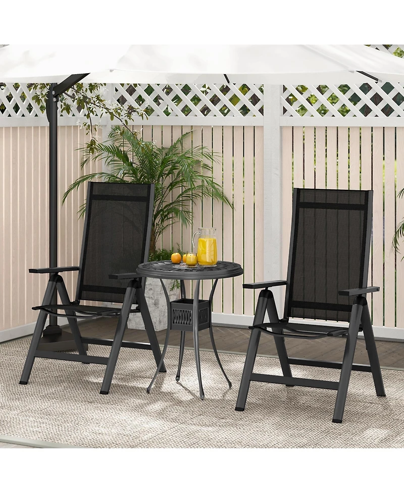 Outdoor Dining Chair with Soft Padded Seat and 7-Position Adjustable Backrest Set of 2