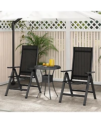Outdoor Dining Chair with Soft Padded Seat and 7-Position Adjustable Backrest Set of 2