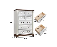 7 Drawer Bathrooom Cabinet Chest with Wooden Base and Riser Trim