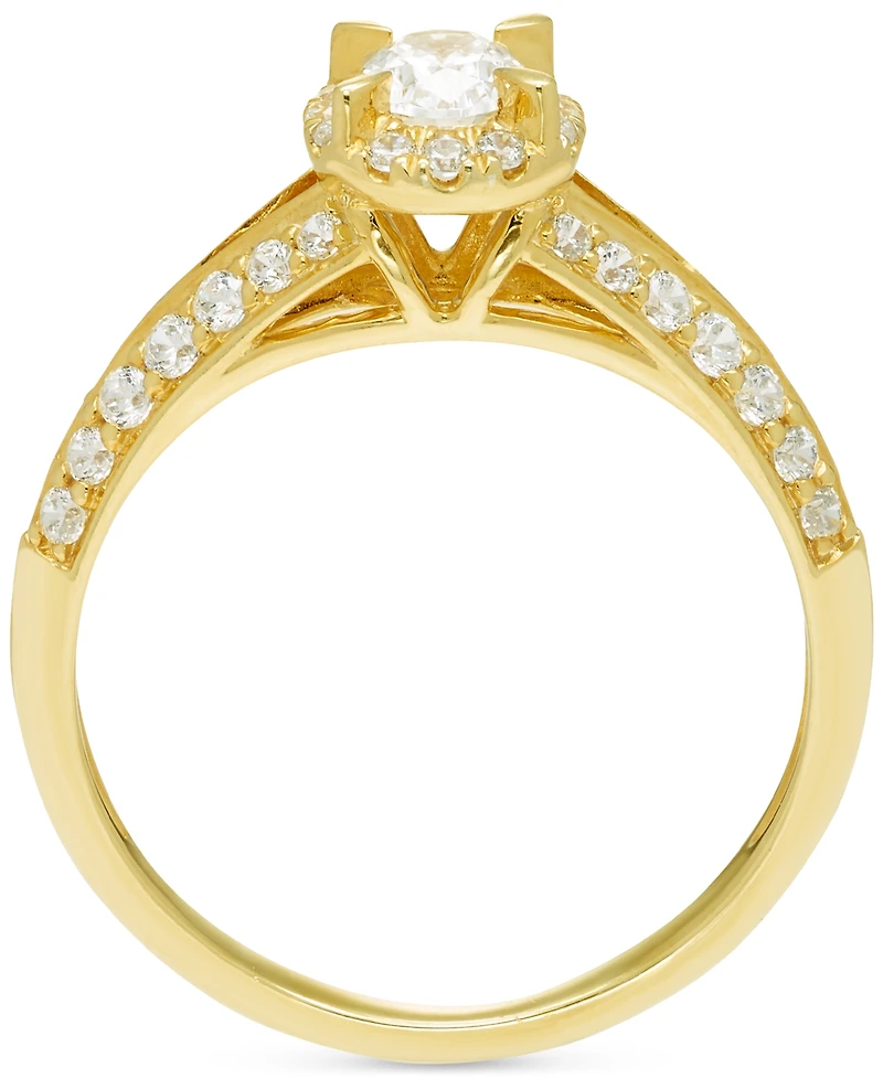 Diamond Oval Halo Split Shank Engagement Ring (3/4 ct. t.w.) in 14k Gold