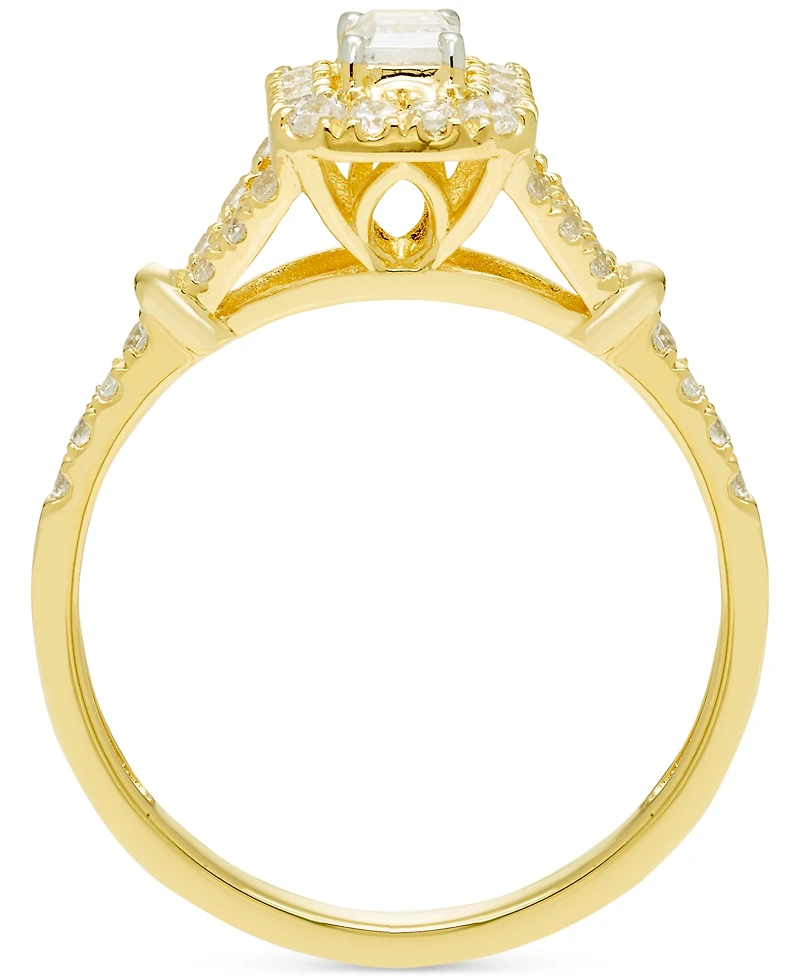 Diamond Emerald-Cut Halo Engagement Ring (5/8 ct. t.w.) in 14k Gold