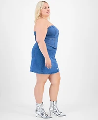 Full Circle Trends Trendy Plus Denim Corset Top & Mini Skirt Set