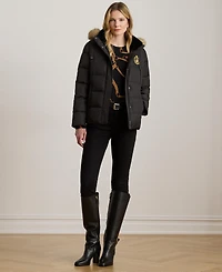 Lauren Ralph Women's Faux-Fur-Trim Collared Puffer Coat