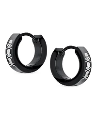 Bling Jewelry Biker Jewelry Small Halloween Skull Hoop Kpop Huggie Earrings Stainless Steel