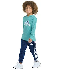 adidas Toddler and Little Boys 2-Piece Long Sleeve Hooded T-Shirt Jogger Pant Set