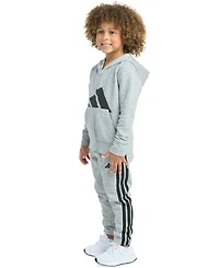 adidas Toddler & Little Boys Long-Sleeve Essential Big Logo Fleece Jacket Jogger Pants, 2 Piece Set