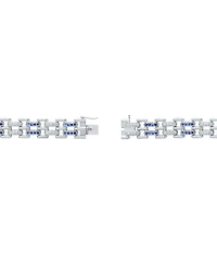 Diamond Round & Baguette Square Link Bracelet (3/4 ct. t.w.) in Sterling Silver