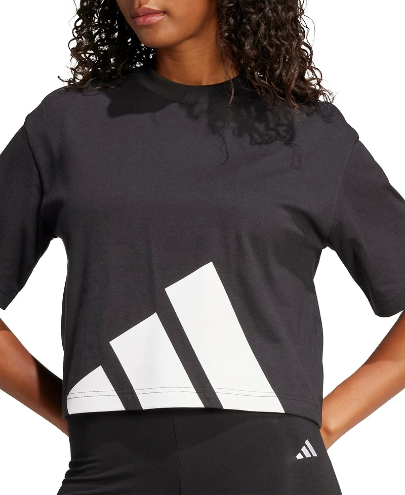 adidas Women's Cotton Logo Boxy Short-Sleeve T-Shirt