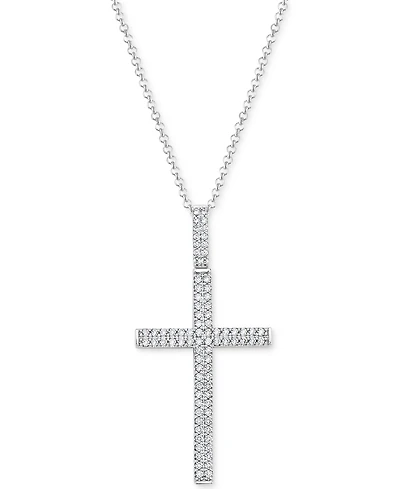 Men's Diamond Pave Cross 22" Pendant Necklace (1 ct. t.w.) in 10k White Gold
