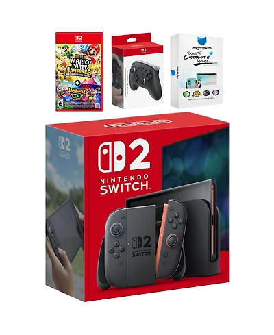 Nintendo Switch 2 Video Game Console with Super Mario Party Jamboree, Pro Controller and MightySkins Code Bundle
