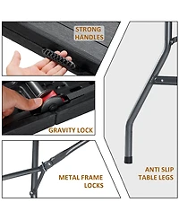 Sugift 6ft Rectangular Folding Table Fold-in-Half Long Party Table Collapsible Portable Table