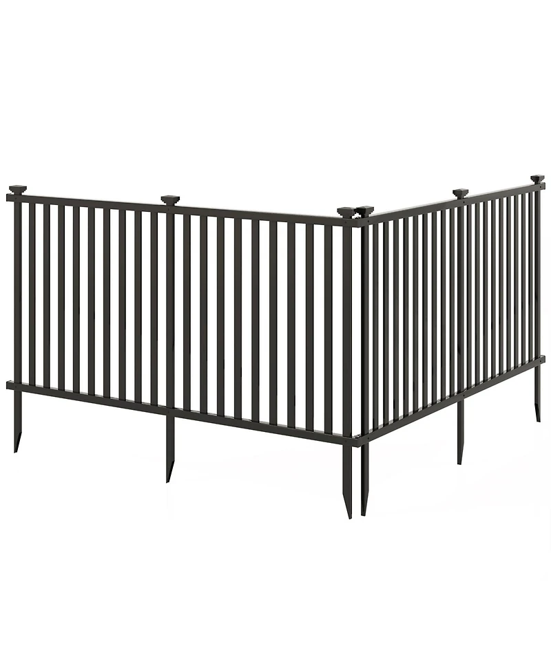 2 Piece Vinyl Picket Fence Set for Garden and Yard Decoration