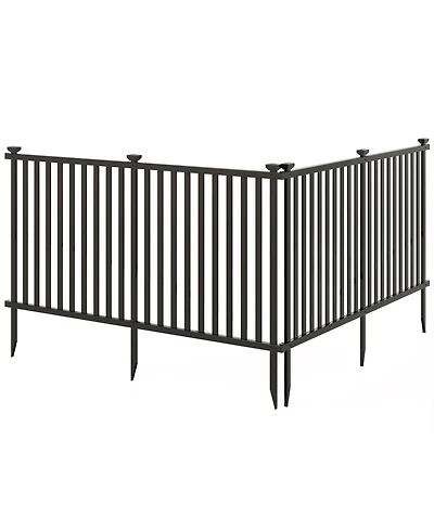 2 Piece Vinyl Picket Fence Set for Garden and Yard Decoration