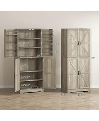 Homcom 72" Farmhouse Kitchen Pantry Cabinet, Tall Storage Cabinet,