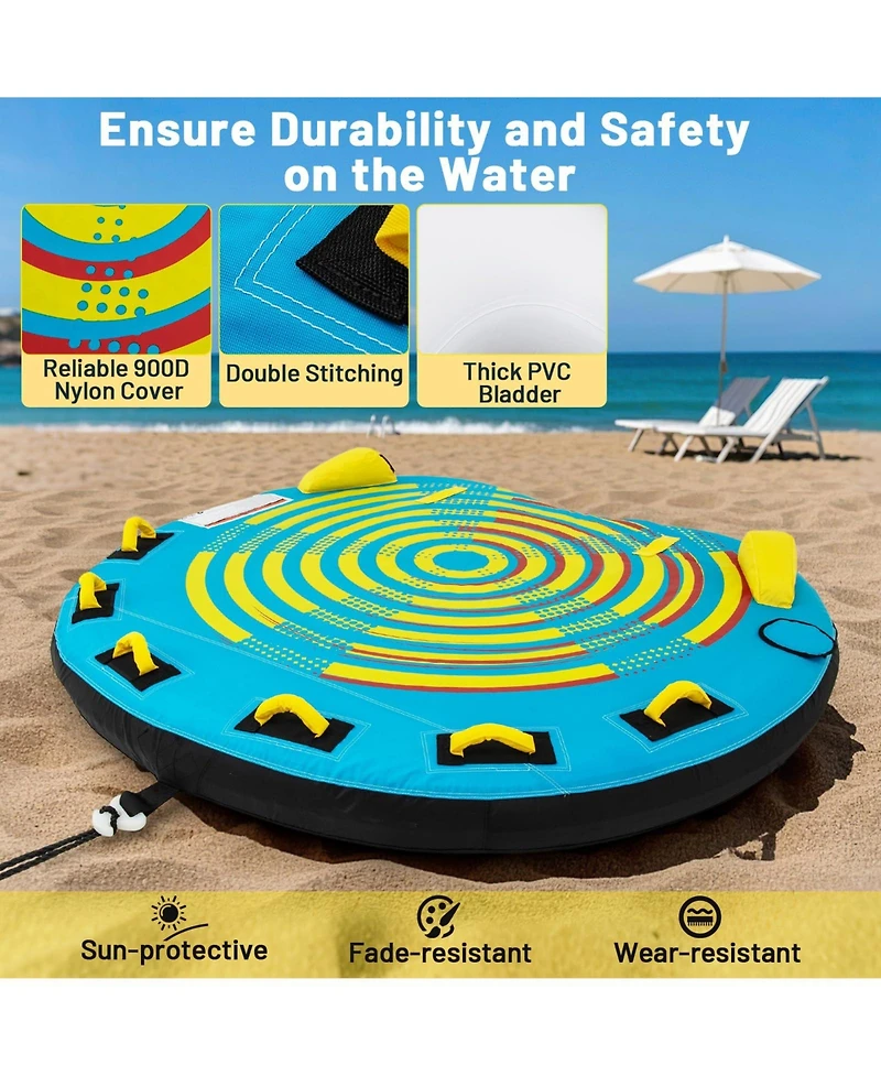3-Person Inflatable Boat Tube Towable Platform with Double Valves