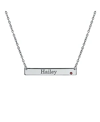 Bling Jewelry Horizontal Sideway Inspirational Flat Bar Name Plated Pendant Necklace .925 Sterling Silver Crystal Accent