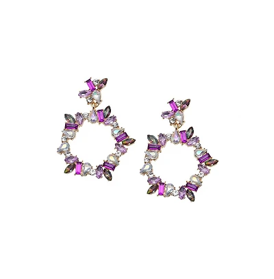 Sohi Women's Green Circular Drop Earrings