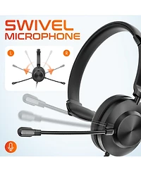 Delton 30Y Wired Computer Headset, Ms Teams Compatible, Mono Headphones With Dual Noise-Cancelling Microphones, In-Line Controls, On-Ear Usb Headset f