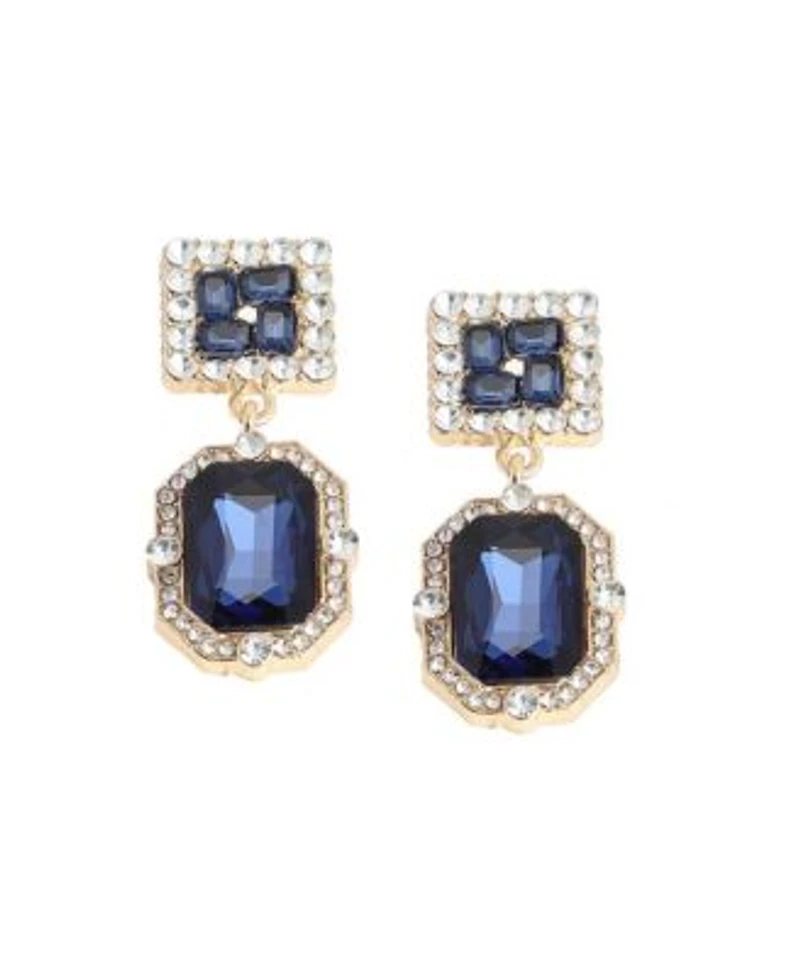 Sohi Womens Blue Crystal Drop Earrings