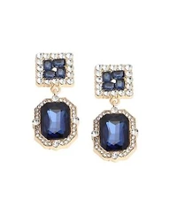 Sohi Womens Blue Crystal Drop Earrings