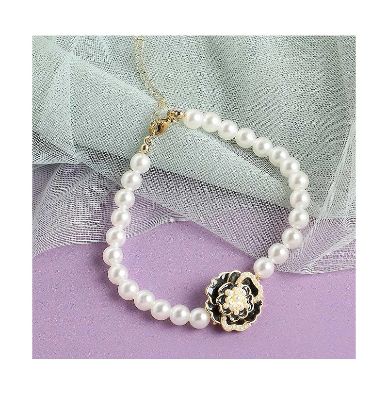 Sohi Women's Silver Rose Strand Bracelet