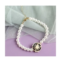 Sohi Women's Silver Rose Strand Bracelet