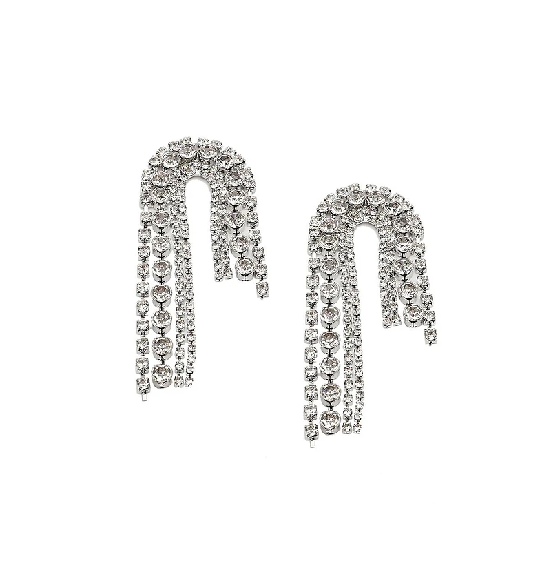 Sohi Women's White Bling Drop Earrings