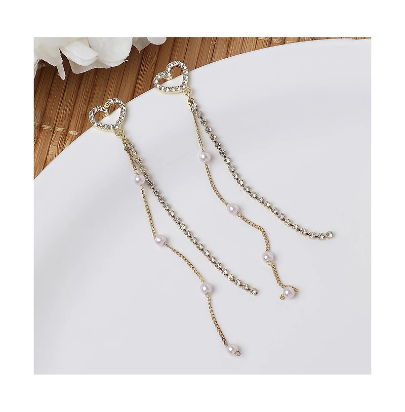 Sohi Women's White Sleek Drop Earrings