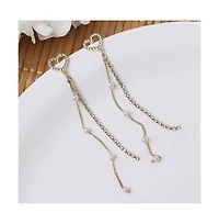 Sohi Women's White Sleek Drop Earrings